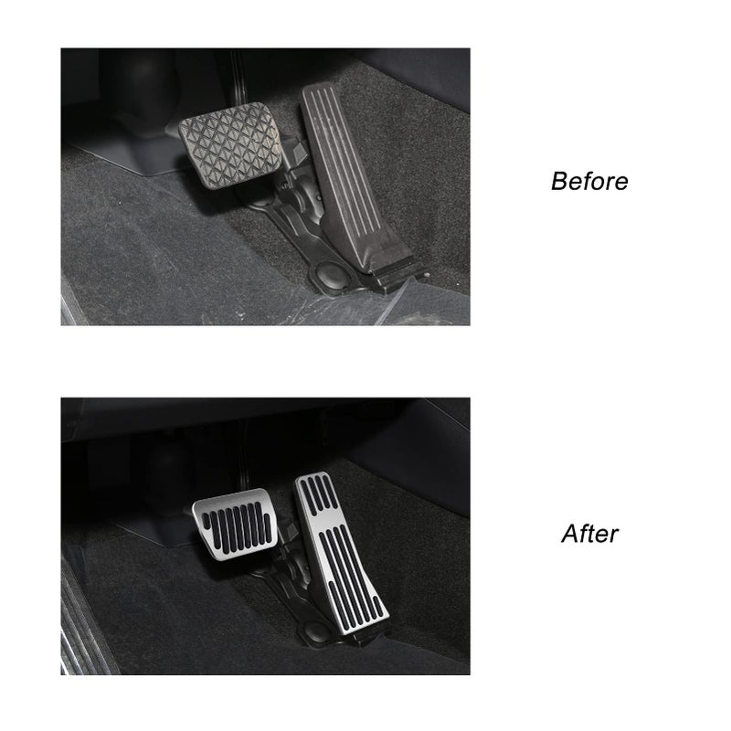 ANFOKAS for Mazda 3 CX-30 MX-30 CX-50 CX-90 Accessories Sporty Anti-Slip Auto Car Interior Foot Pedal Covers Rest Brake Gas Accelerator Pedal Pads -Silver - Image 2